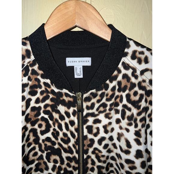 Susan Graver Large Leopard BOMBER JACKET Animal Print Sporty Coat QVC 14 16 NEW - Picture 5 of 11
